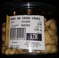 Mängden socker i Noix de cajou crues