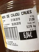 Mängden socker i Noix de cajou crues