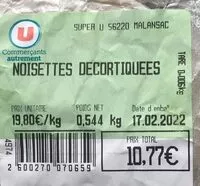 Mängden socker i Noisettes decortiquees