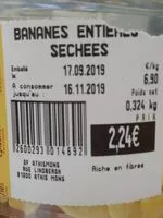 Mängden socker i Bananes entières séchées