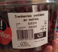 Mängden socker i Cranberries Séchées en Moitiés