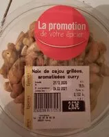 Mängden socker i Noix de cajou grillées aromatisées curry