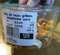 Mängden socker i Noix de cajou grillées, aromatisées curry
