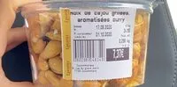Mängden socker i Noix de cajou grillées, aromatisées curry