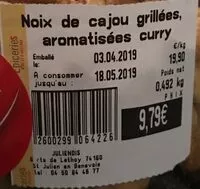 Mängden socker i Noix de cajou grillés au curry