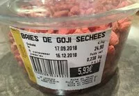 Mängden socker i Baies de goji sechees