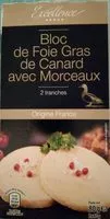 Mängden socker i Bloc de foie gras de canard du sud-ouest avec morceaux