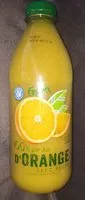 Mängden socker i 100% pur jus d'Orange avec pulpe
