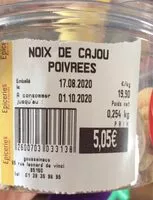 Mängden socker i Noix de cajou poivrées