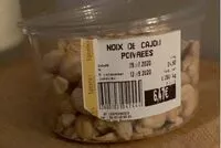 Mängden socker i Noix de cajou poivrées