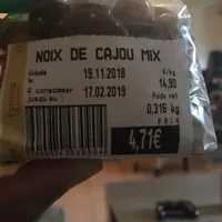 Mängden socker i Noix de       Cajou mix