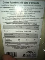 Mängden socker i Datte fourrees a la pate d amande