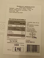 Mängden socker i jambon à l'ancienne fumé cuit avec couenne