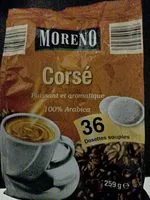 Mängden socker i Moreno 100% arabica corsé, 36 dosettes