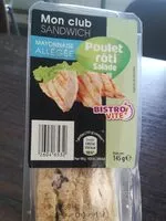 Mängden socker i Sandwich poulet roti salade
