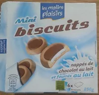 Mängden socker i Mini biscuits nappés de chocolat au lait et fourrés au lait