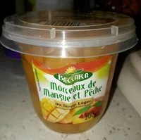 Mängden socker i Morceau de mangues et pêche au sirop leger