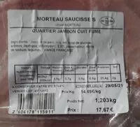 Mängden socker i Quartier jambon cuit fumé