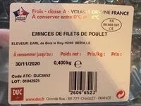 Mängden socker i Émincés de filets de poulet