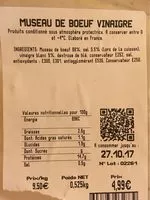 Mängden socker i Museau de boeuf vinaigré