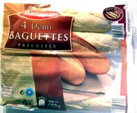 Mängden socker i 4 demi baguettes précuites