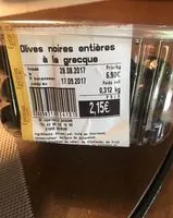 Mängden socker i Olives Noires Entières à la Grecque