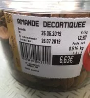 Mängden socker i Amandes decortiquées