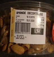 Mängden socker i Amandes décortiquées