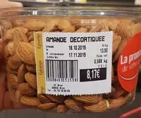 Mängden socker i Amande décortiquée