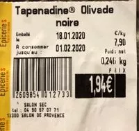 Mängden socker i Tapenade Olivade Noire