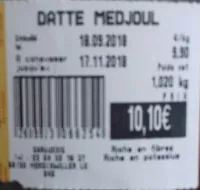 Mängden socker i Datte medjoul