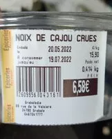Mängden socker i Noix de cajou crues