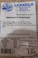 Mängden socker i Raviolis à la niçoise