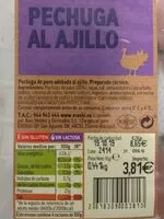 Mängden socker i Pechuga al ajillo