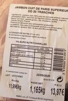 Mängden socker i Jambon cuit