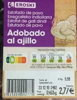 Mängden socker i Adobado de pavo