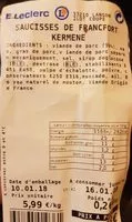 Mängden socker i Saucisses de francfort kermene