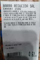 Mängden socker i Barra pan, reducida de sal