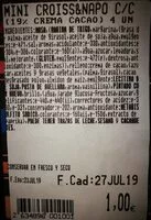 Mängden socker i Mini croissant y napolitana con cacao