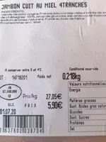 Mängden socker i Jambon cuit au miel 4 tranches
