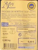 Mängden socker i Saucisse de morteau I. G. P. cuite
