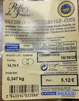 Mängden socker i Saucisse de Montbeliard I.G.P.-Cuite