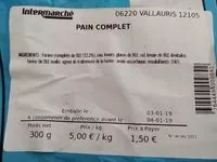 Mängden socker i Pain complet