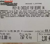 Mängden socker i Pain au chocolat pur beurre