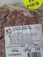 Mängden socker i pâté de campagne supérieur bressan