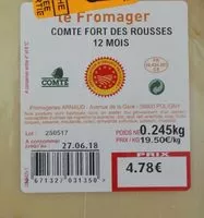 Mängden socker i Comté Fort des Rousses 18 mois