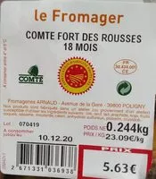Mängden socker i COMTÉ Fort des rousses 18 mois