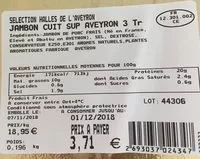 Mängden socker i Jambon cuit