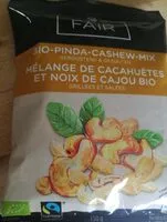 Mängden socker i Mélange cacahuètes et noix de cajou bio