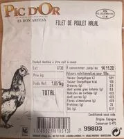 Mängden socker i Filet de poulet halal PIC D’OR